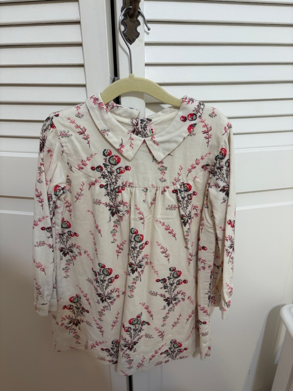 Bonpoint Cream Floral Long-Sleeve Dress